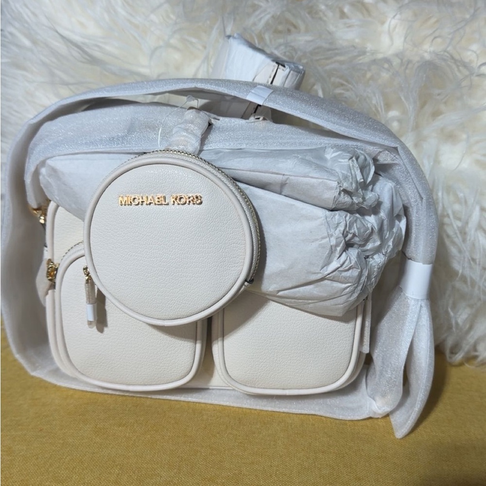 Michael Kors Cream Backpack with Gold Accents